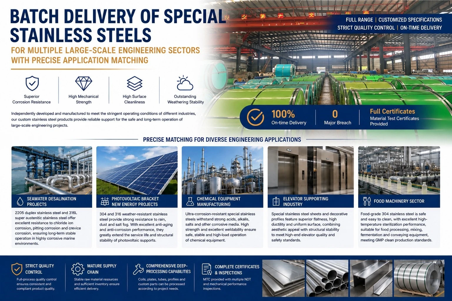 Batch Delivery Of Special Stainless Steels For Multiple Large-Scale Engineering Sectors With Precise Application Matching Batch Delivery Of Special Stainless Steels For Multiple Large-Scale Engineering Sectors With Precise Application Matching